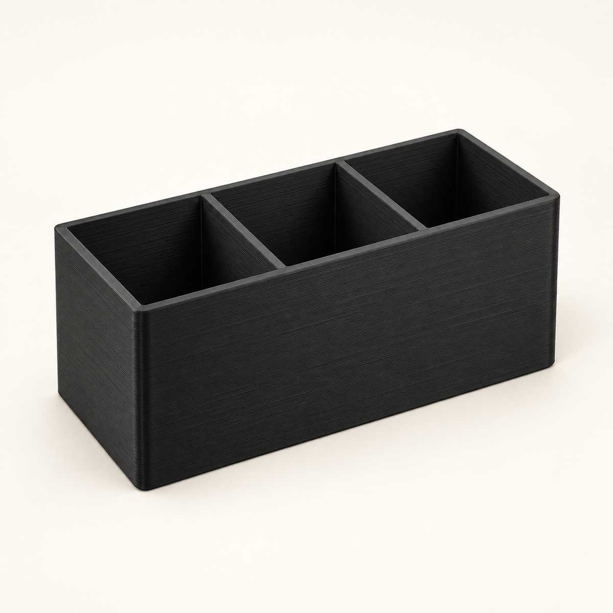 AI-generated illustration of black Three-Section Desk Caddies