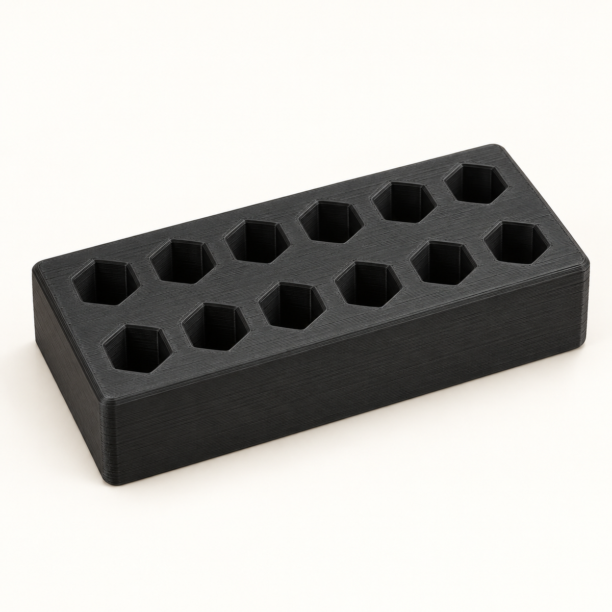 AI-generated illustration of black Hex Driver Bit Storage Blocks