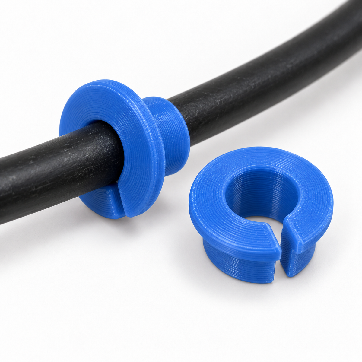 HARLEM blue TPU split cable grommets fitted around cable
