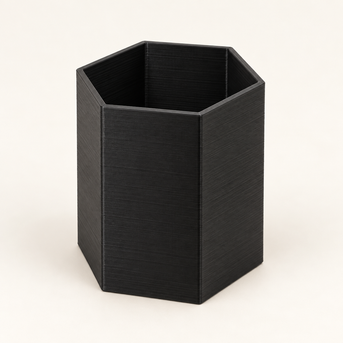 AI-generated illustration of black Hexagonal Pen & Pencil Cups